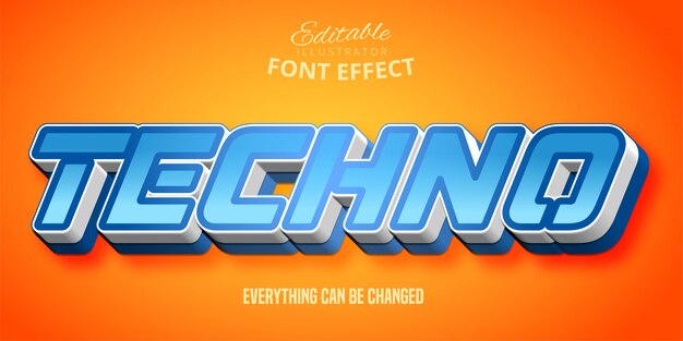 Techno text, 3d editable font effect