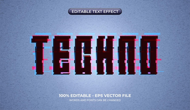 Techno text effect Broken signal font effect Editable glitch graphic styles Datamoshing style