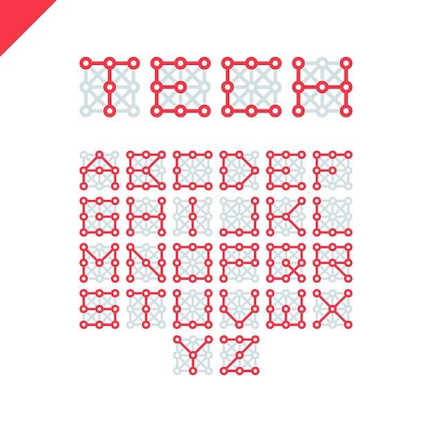 Vector techno type font alphabet