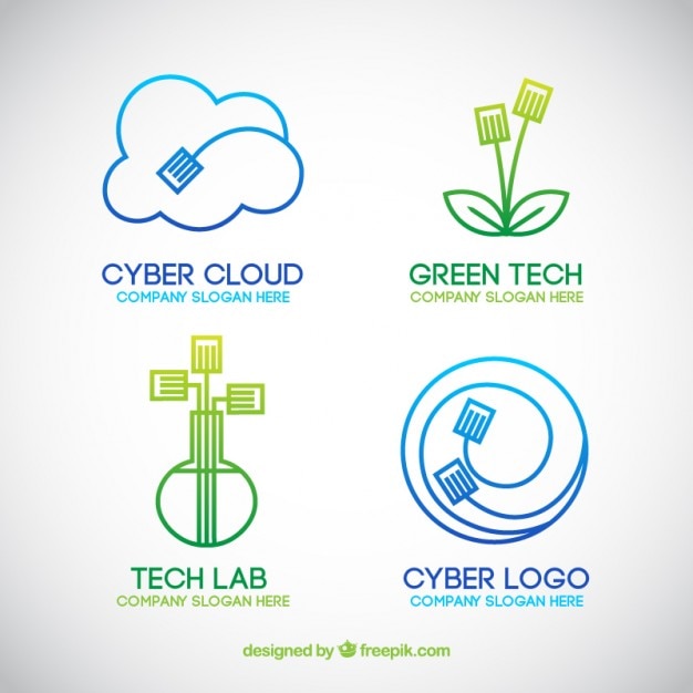 Vector technologic line logo templates