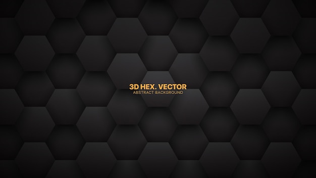 Vector technological d hexagons minimalist black abstract background