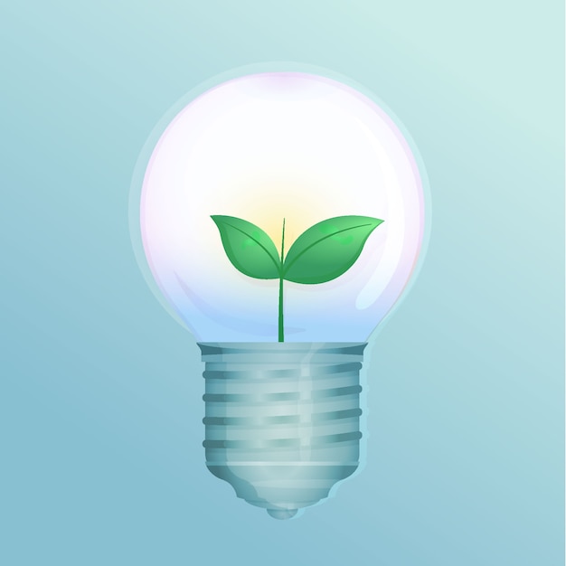 Technological ecology concept with light bulb