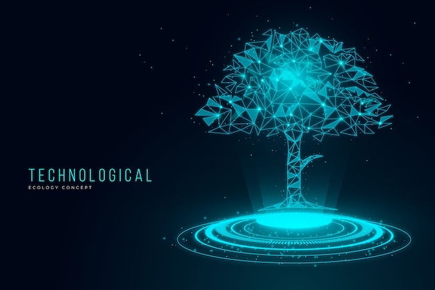 Vector technological ecology concept with tree