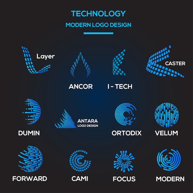 Technological logo template collection