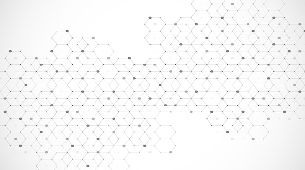 Technologie abstracte lijnen en punten verbinden achtergrond met zeshoeken hexagons verbinding digitale gegevens en big data concept hex digitale data visualisatie vectorillustratie