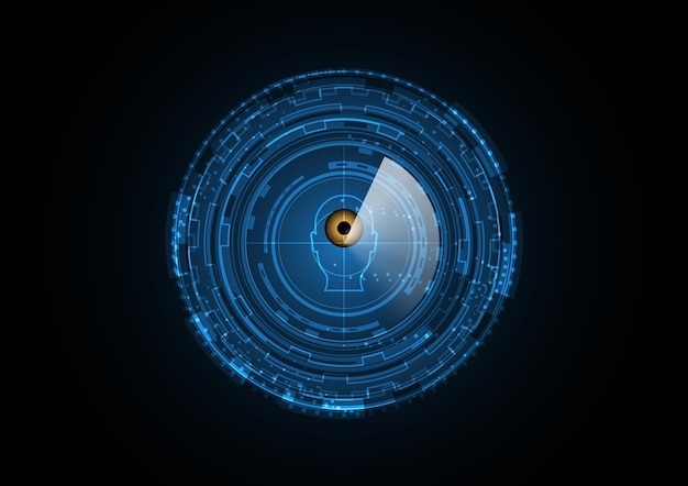 Technologie abstracte toekomst oog menselijk hoofd radar veiligheid cirkel achtergrond vectorillustratie