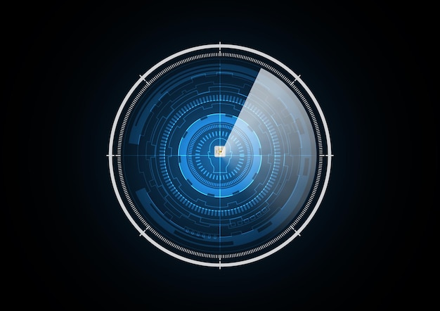 Technologie abstracte toekomstige chip menselijk hoofd versnelling radar veiligheid cirkel achtergrond vectorillustratie