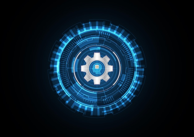 Technologie abstracte toekomstige chip menselijk hoofd versnelling radar veiligheid cirkel achtergrond vectorillustratie