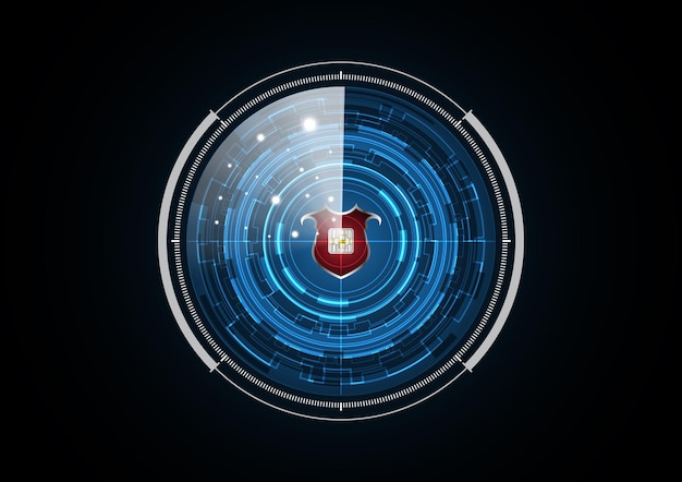 Technologie abstracte toekomstige chip schild radar veiligheid cirkel achtergrond vectorillustratie