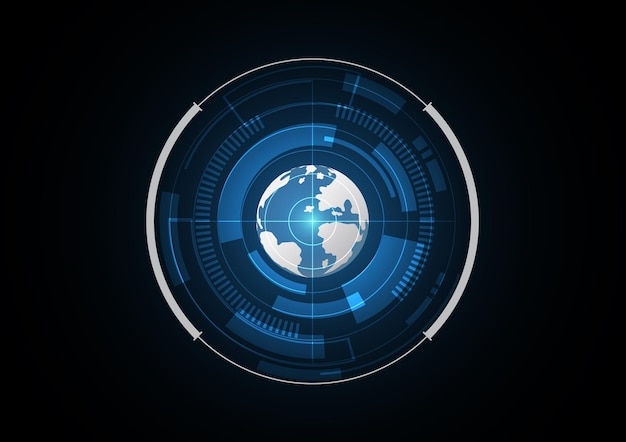 Technologie abstracte toekomstige globe radar beveiliging cirkel achtergrond vectorillustratie