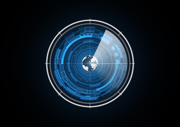 Technologie abstracte toekomstige globe radar veiligheid cirkel achtergrond vectorillustratie