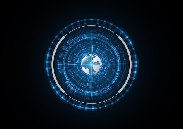 Technologie abstracte toekomstige globe radar veiligheid cirkel achtergrond vectorillustratie