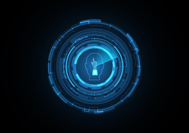 Vector technologie abstracte toekomstige hand menselijk hoofd radar veiligheid cirkel achtergrond vectorillustratie