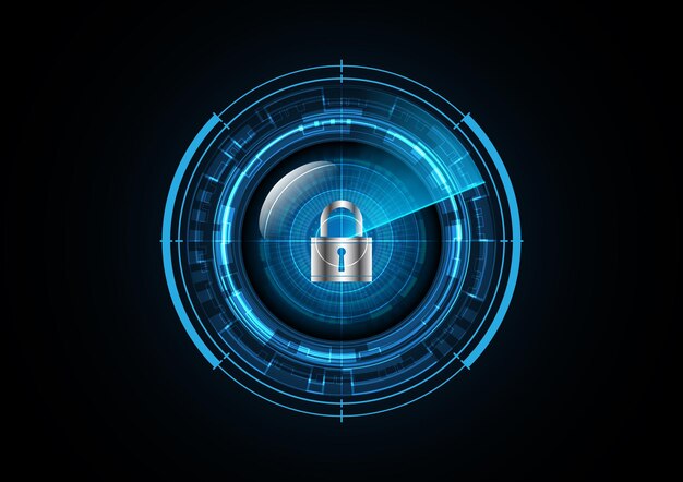 Technologie abstracte toekomstige lock radar veiligheid cirkel achtergrond vectorillustratie