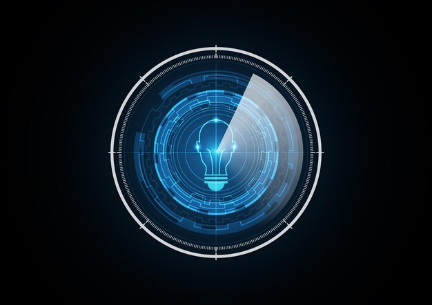 Technologie abstracte toekomstige menselijk hoofd gloeilamp radar veiligheid cirkel achtergrond vectorillustratie