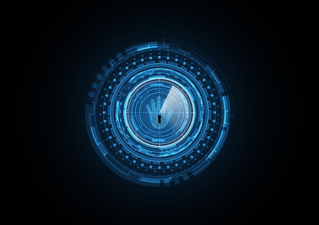 Technologie abstracte toekomstige sleutelgat hand radar veiligheid cirkel achtergrond vectorillustratie