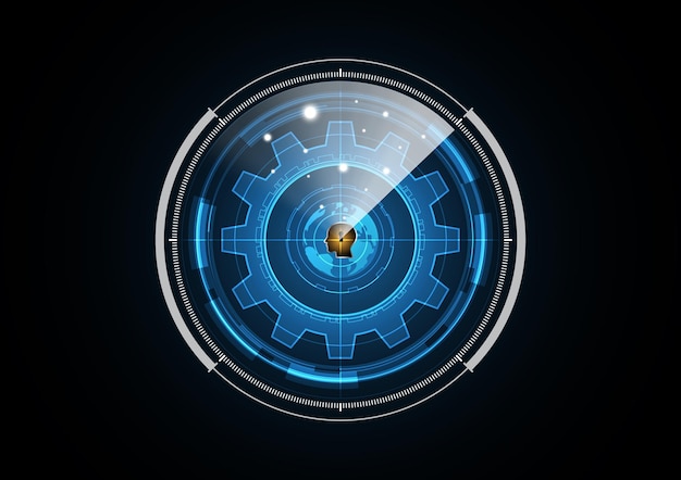 Technologie abstracte toekomstige sleutelgat menselijk hoofd globe radar veiligheid cirkel achtergrond vectorillustratie