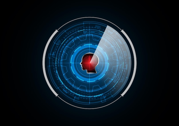 Technologie abstracte toekomstige zakenman menselijk hoofd radar veiligheid cirkel achtergrond vectorillustratie