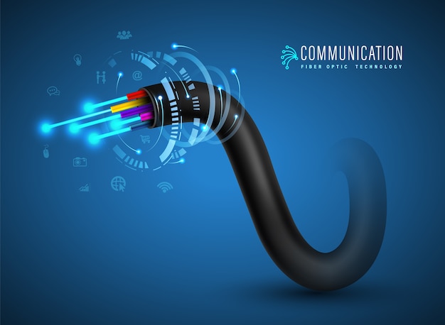 Technologie communicatie vezeloptisch kabel verbindend concept