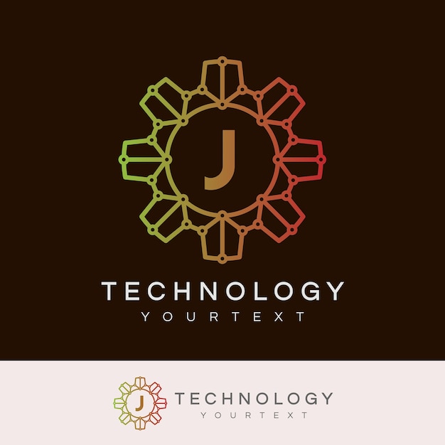 technologie eerste Letter J Logo-ontwerp