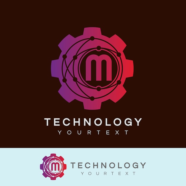 Vector technologie eerste letter m logo ontwerp