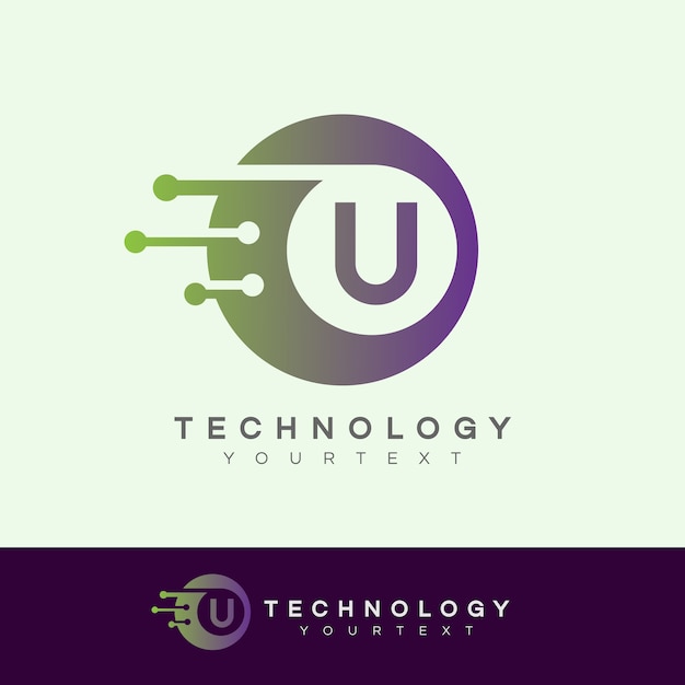 Technologie eerste letter u logo ontwerp