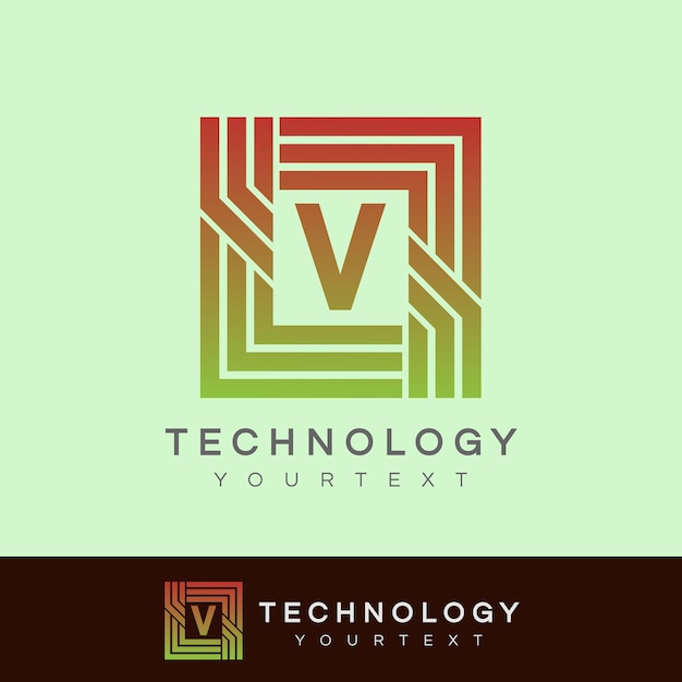 technologie eerste Letter V Logo-ontwerp