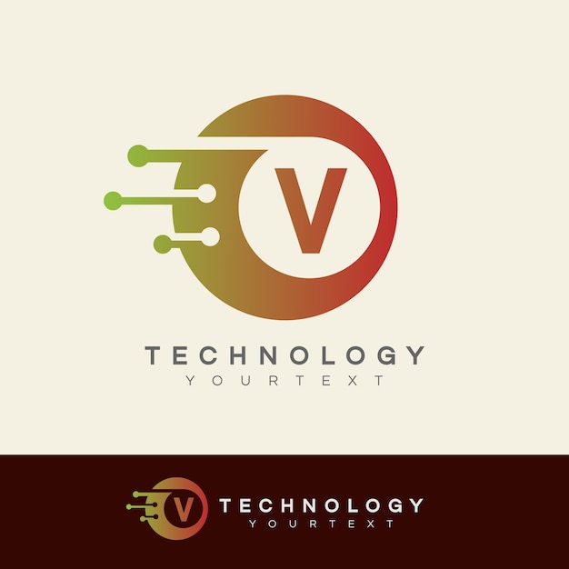 Technologie eerste letter v logo-ontwerp