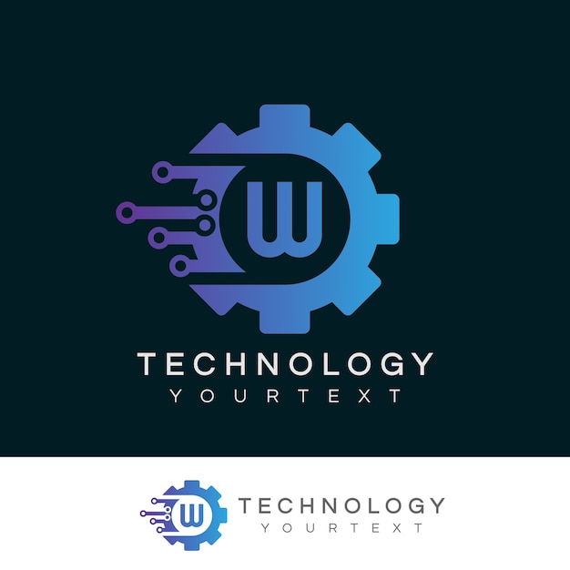 Vector technologie eerste letter w logo-ontwerp