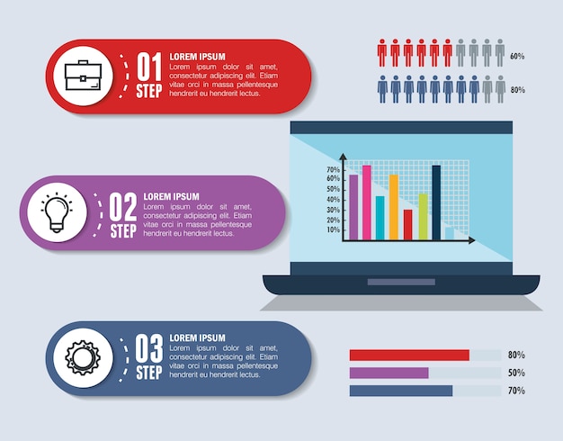 Technologie en zakelijke infographic sjabloon pictogrammen