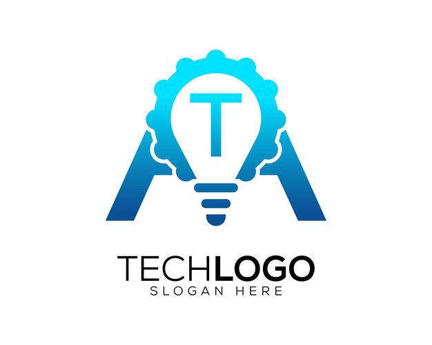 technologie gradiënt kleur letter t-logo