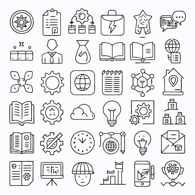 Technologie Icon Set Business Gear Cloud Book en meer