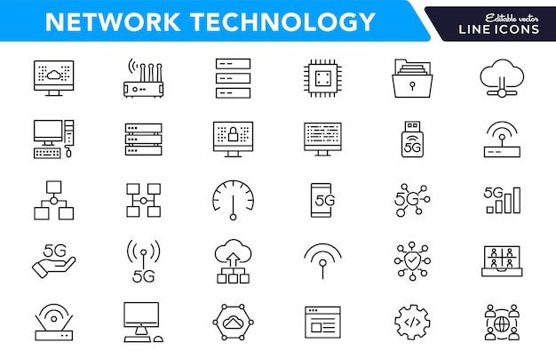 Technologie-icon-set UI dunne lijn-icon-pakket