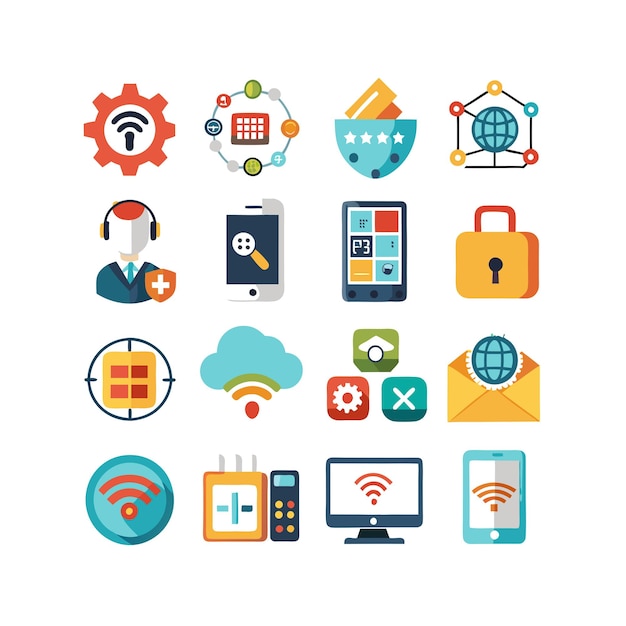 Technologie Icon Set Vector Illustratie voor Documenten Websites en mobiele toepassingen