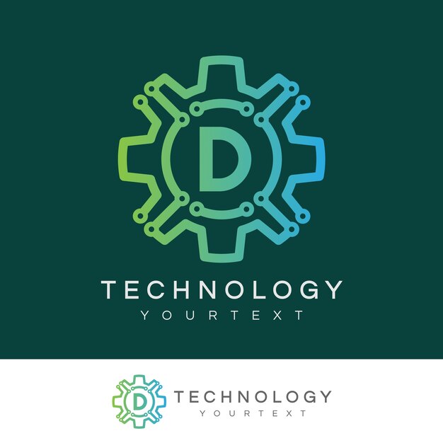 technologie initiaal Letter D Logo ontwerp