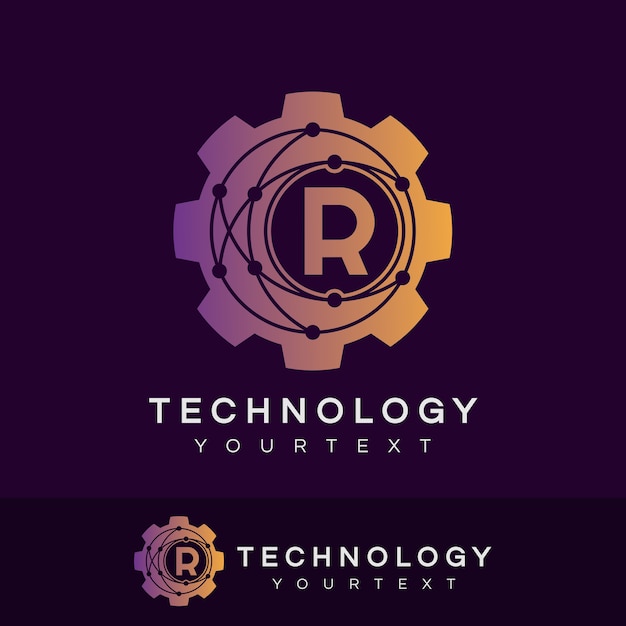 Vector technologie initiaal letter r logo ontwerp