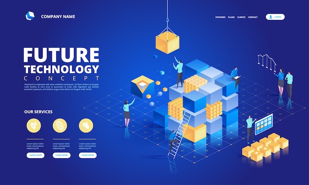 Technologie isometrische concept. abstracte toekomstige high-tech illustratie