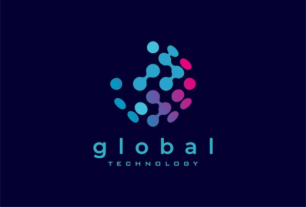 Technologie Logo Design wereldbol technologie logo sjabloon