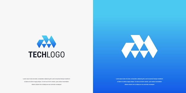 Technologie logo ontwerp inspiratie letter M logo