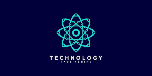 Technologie logo ontwerp vector met gradiënt abstract creatief concept