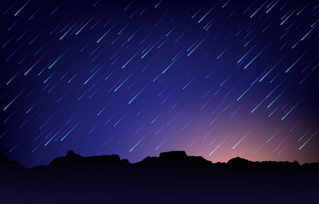 Technologie meteorenregen gebeurtenis Vallende sterren aan de nachtelijke hemel Abstracte meteorenregen achtergrond