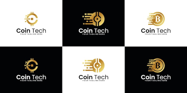 Technologie munt logo ontwerp inspiratie collectie