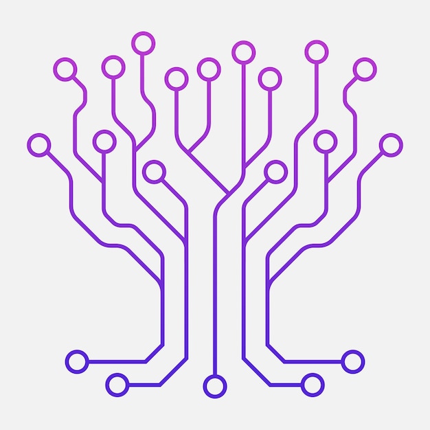Technologieboom van circuits op witte achtergrond