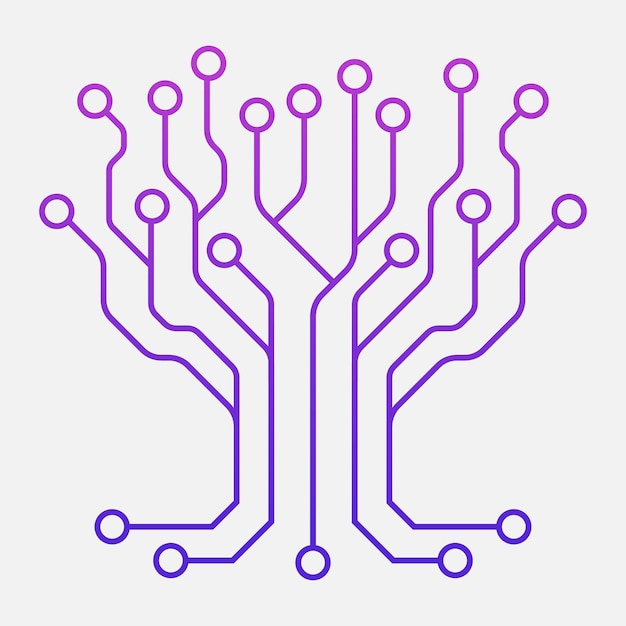 Vector technologieboom van circuits op witte achtergrond