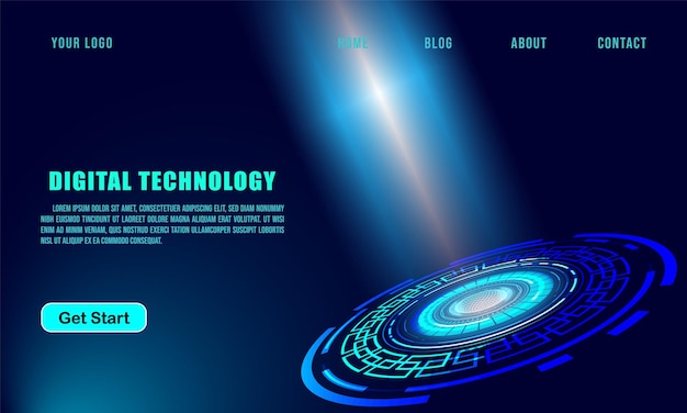 Technologieconcept voor webbannersjabloon of brochure Blauwe kleur