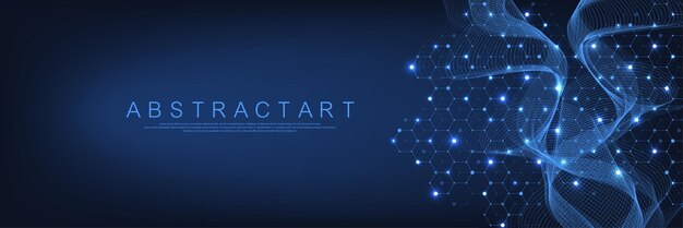 Vector technologische samenvatting hexagons verbinding digitale gegevens en big data concept