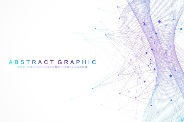 Абстрактный фон технологии с подключенной линией и точками. Визуализация больших данных. Фон концепции искусственного интеллекта и машинного обучения. Аналитические сети. Векторная иллюстрация.