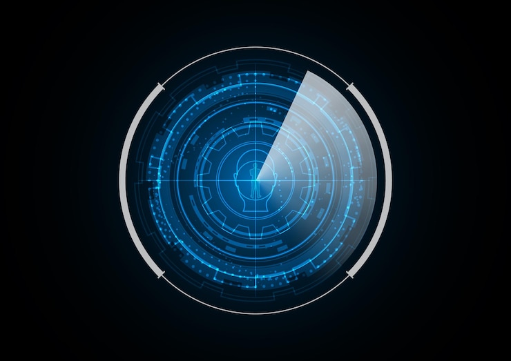 Vector technology abstract future businessman human head radar security circle background vector illustration