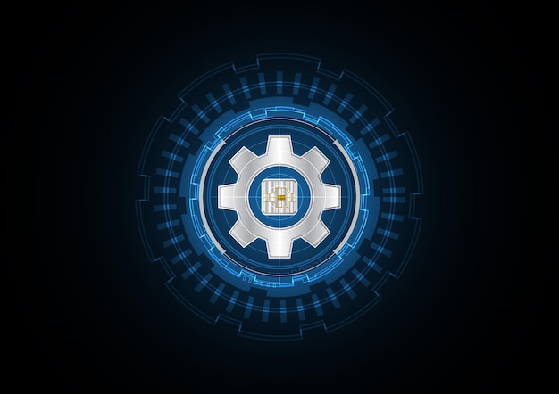 Technology abstract future chip gear radar security circle background vector illustration