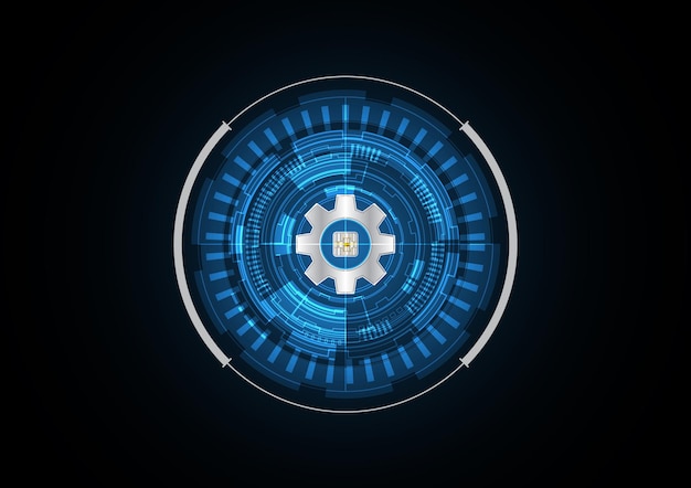 Technology abstract future computer chip gear radar security circle background vector illustration